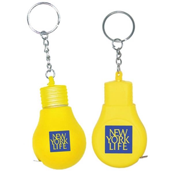 Light bulb shape tape measure key chain