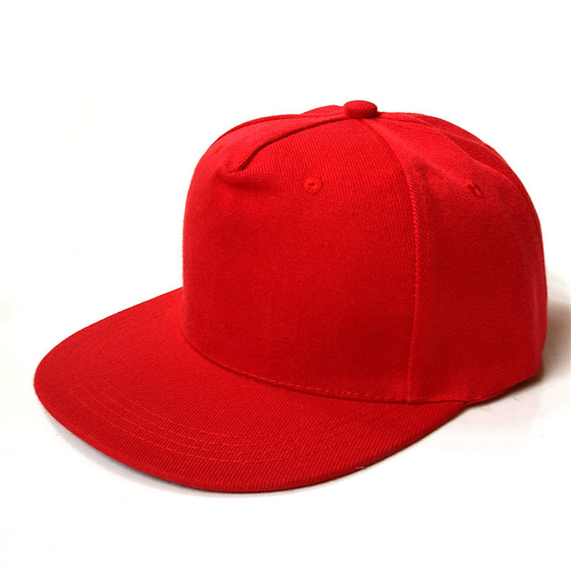  5 Panels Plain Color Flat Brim Hip-hop Hat