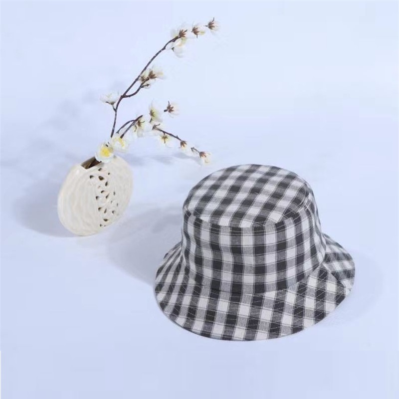 Check gingham Summer hats  fishing hats beach sun cap